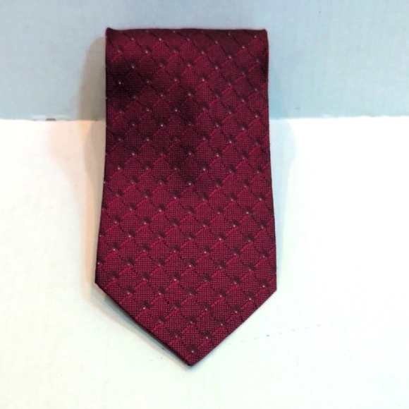 Daniel De Fasson Studio Men's 100% Silk Handmade Tie - Maroon w/White Pin Dots - Picture 1 of 6
